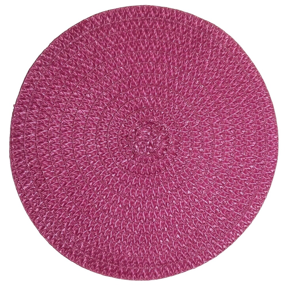 Pink Fuchsia Woven Design Round Placemat Table Mat 14.75"